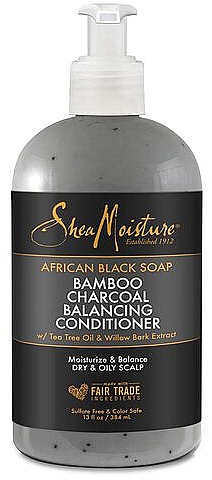 Кондиціонер для волосся "Африканське чорне мило" - Shea Moisture African Black Soap Bamboo Charcoal Deep Balancing Conditioner — фото N1