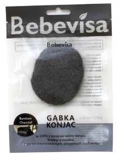 Спонж для умывания, овальный "Бамбуковый уголь" - Bebevisa Konjac Sponge — фото N1