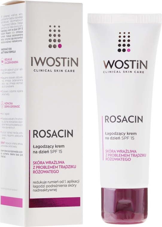 Денний крем для обличчя, заспокійливий - Iwostin Rosacin Soothing Day Cream Against Redness SPF 15