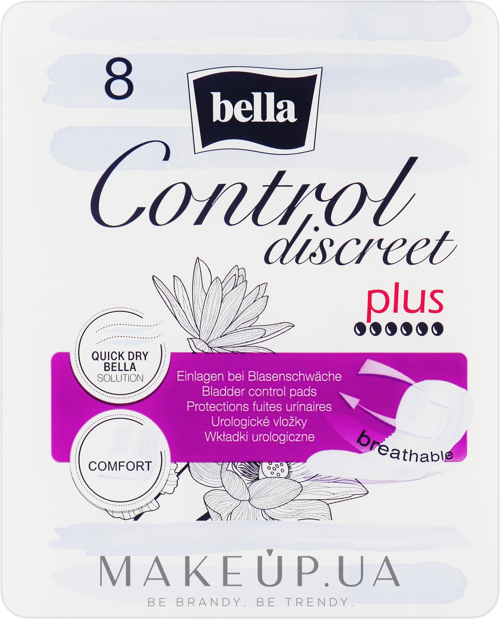 Урологические прокладки для женщин, 8 шт. - Bella Control Discreet Plus — фото 8шт