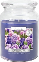Парфумерія, косметика Ароматична преміумсвічка в банці "Фіалковий сад" - Bispol Premium Line Scented Candle Violet Garden