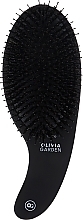 Щетка массажная для волос, комбинированная щетина, черная - Olivia Garden Expert Care Curve Boar & Nylon Bristles Matt Black — фото N1