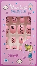 Накладные ногти для детей "Кот", розовый, 961 - Deni Carte Magic Miss Tips — фото N1