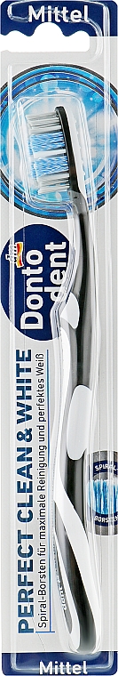 Зубная щетка, средней жесткости, черная - Dontodent Perfect Clean & White Mittel  — фото N2