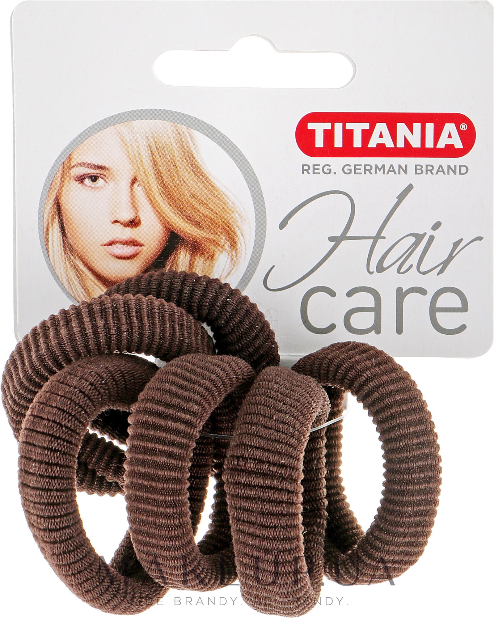 Резинка для волосся середня, коричнева - Titania — фото 6шт