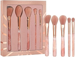 Парфумерія, косметика Набір пензлів для макіяжу з рожевого кварцу, 5 шт. - Crystallove Rose Quartz Makeup Brushes Set