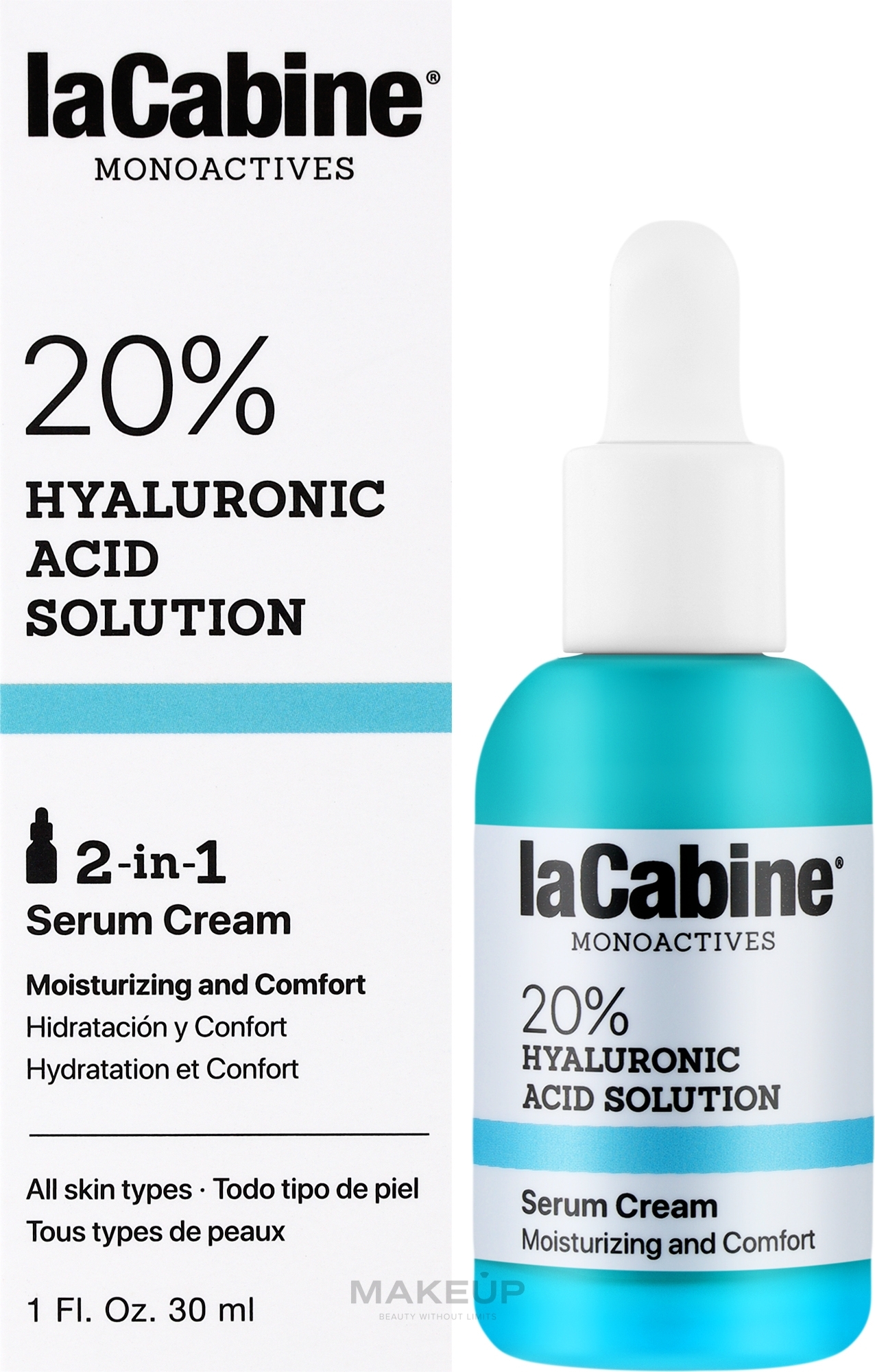 Зволожувальна крем-сироватка для обличчя - La Cabine Monoactives 20% Hyaluronic Serum Cream — фото 30ml
