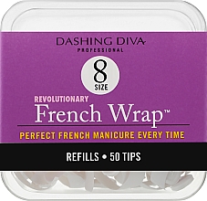 Тіпси вузькі - Dashing Diva French Wrap White 50 Tips (Size - 8) — фото N1