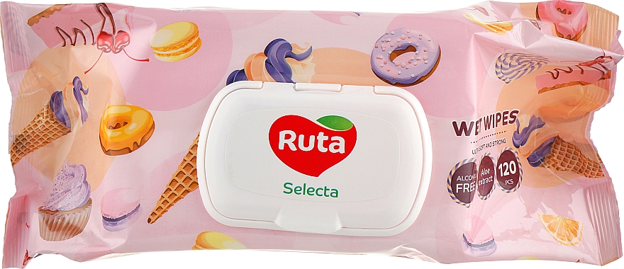 Вологі серветки, солодощі, 120 шт. - Ruta Selecta — фото N1