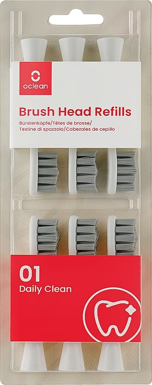Насадки для электрической зубной щетки, 6 шт., белые - Oclean Brush Heads Refills Standard Clean Soft — фото N1