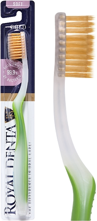 Зубная щетка мягкая с наночастицами золота, зеленая - Royal Denta Gold Soft Toothbrush — фото N2