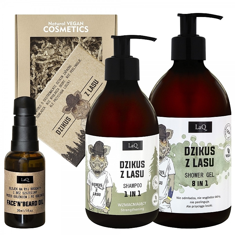 Набор - LaQ Wild Boar Set (beard/oil/30ml + shm/300ml + sh/gel/500ml + soap/85g) — фото N1