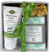 Набір - Kalliston Kalliston Donkey Milk Gift Box (cr/50ml + soap/100g +sponge/1pc) — фото N2