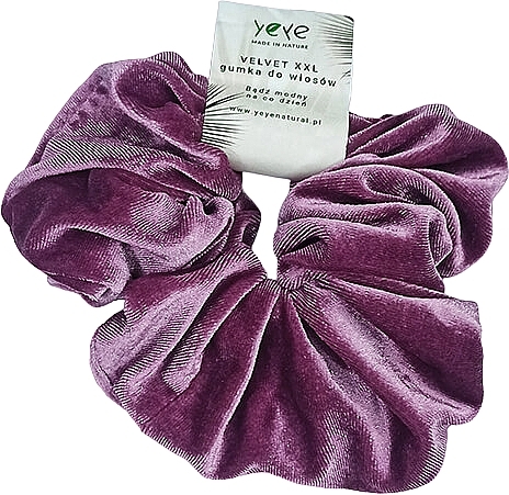 Вельветовая резинка для волос, баклажан - Yeye Velvet XXL — фото N1