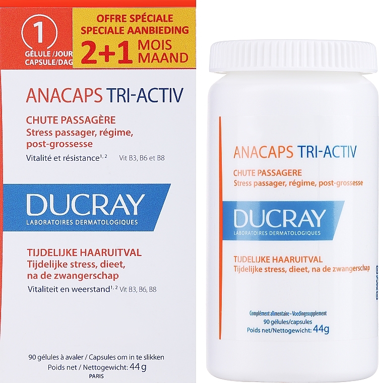 Пищевая добавка для кожи головы, волос и ногтей - Ducray AnaCaps Tri-Activ Capsule — фото N2