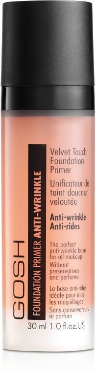 Основа під макіяж з антивіковим ефектом - Gosh Velvet Touch Foundation Primer Anti-Wrinkle Apricot — фото N1