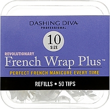 Тіпси вузькі - Dashing Diva French Wrap Plus White 50 Tips (Size - 10) — фото N1