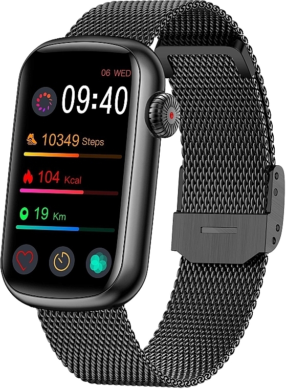 Смарт-часы, черный металл - Garett Smartwatch Wave RT — фото N1