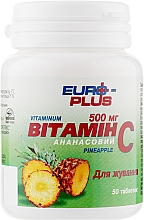 Вітамінно-мінеральний комплекс "Вітамін С" 500 мг, ананасовий - Євро плюс — фото N1