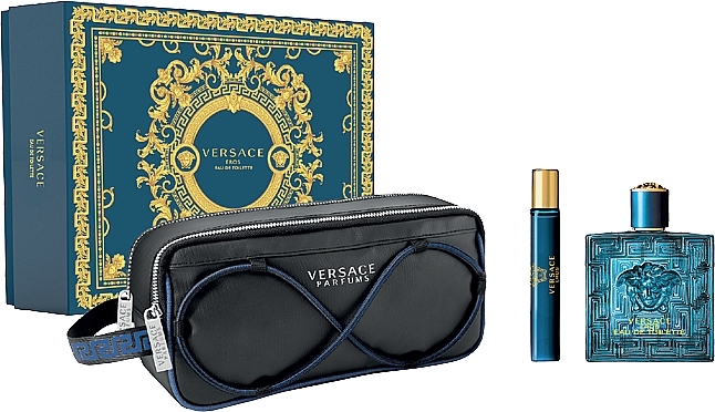 Versace Eros - Набор (edt/100ml + edt/mini/10ml + bag/1pc)  — фото N1