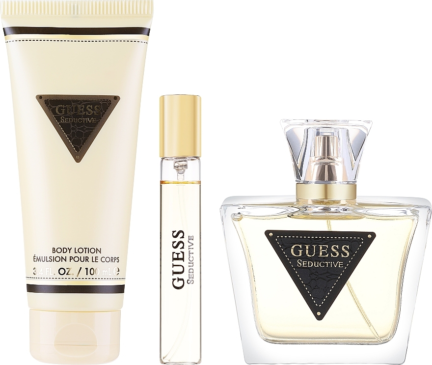 Guess Seductive - Набор (edt/75ml + edt/15ml + b/lot/100ml + cosmetic bag/1pc) — фото N1