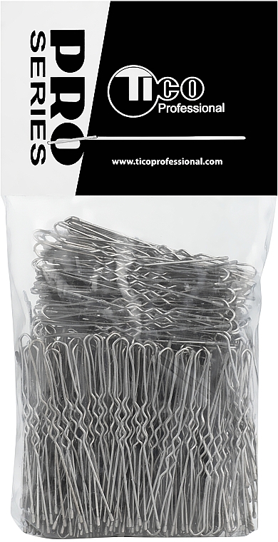 Шпильки для волос волнистые с наконечником 50мм, серебристые - Tico Professional — фото N3