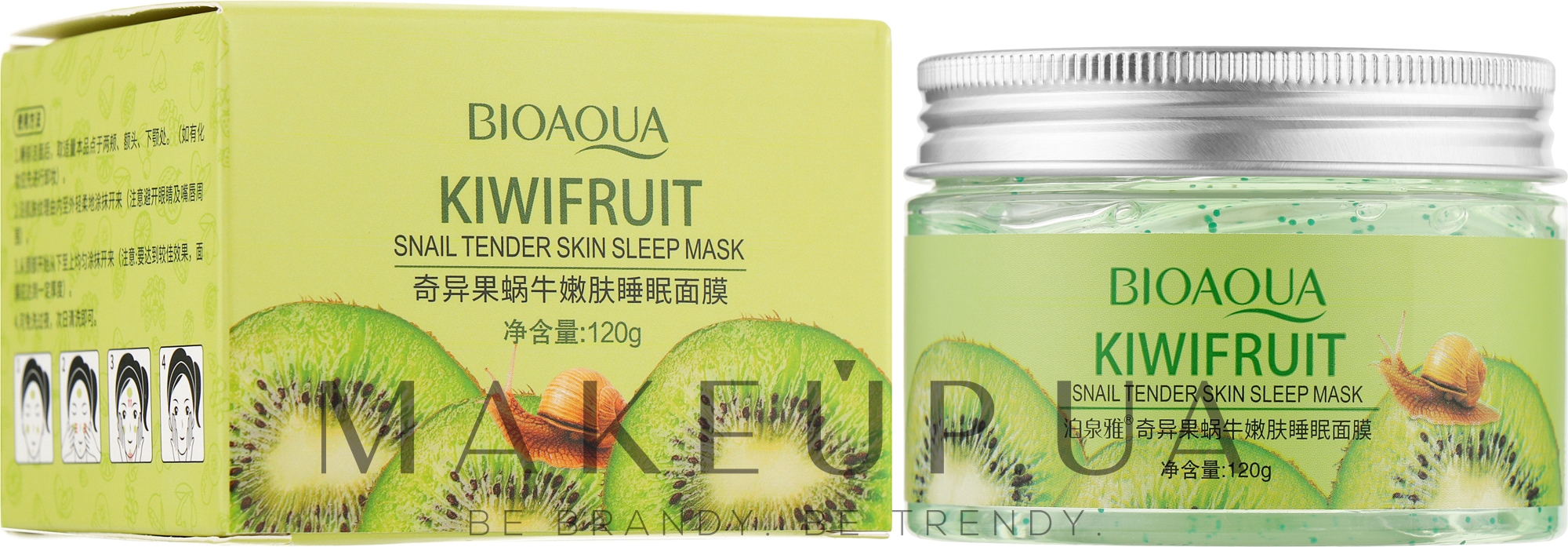 Ночная маска-детокс для лица с киви и улиточным муцином - Bioaqua Kiwifruit Snail Tender Skin Sleep Mask — фото 120g