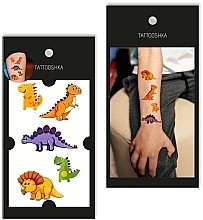 Набор детских временных тату "Оранжевые динозаврики" - Tattooshka — фото N1
