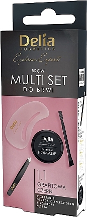 Мультинабор для бровей - Delia Cosmetics Multi Set (eyebrow pomade/1g + eyebrow tweezers/1pc + eyebrow stencils/3pcs) — фото N2