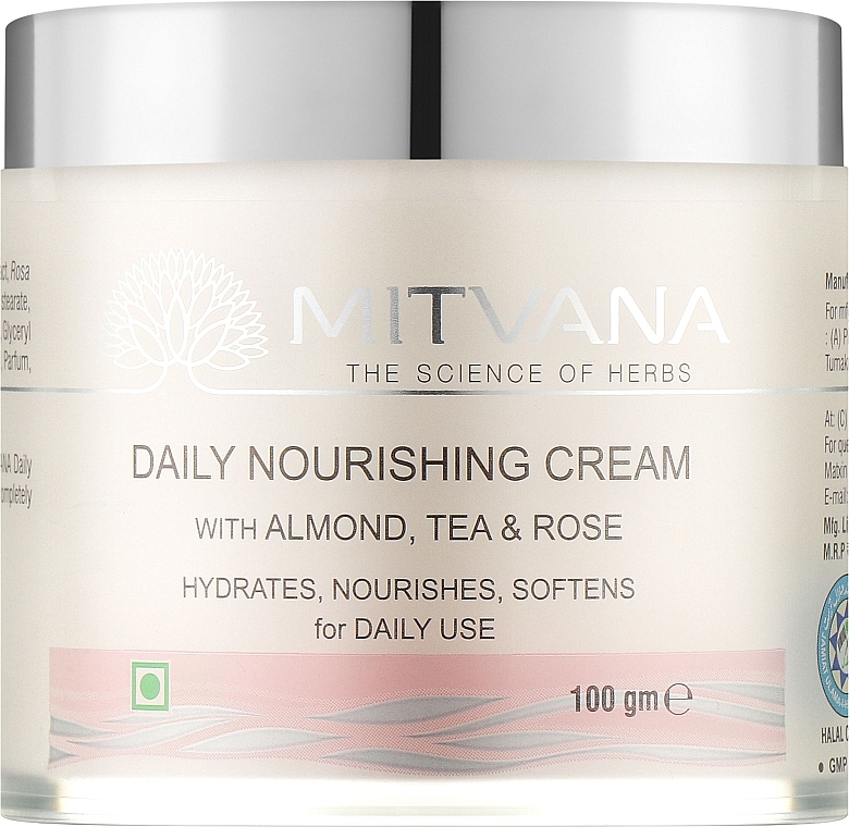 Крем для обличчя живильний - Mitvana Daily Nourishing Cream with Almond,Tea & Rose