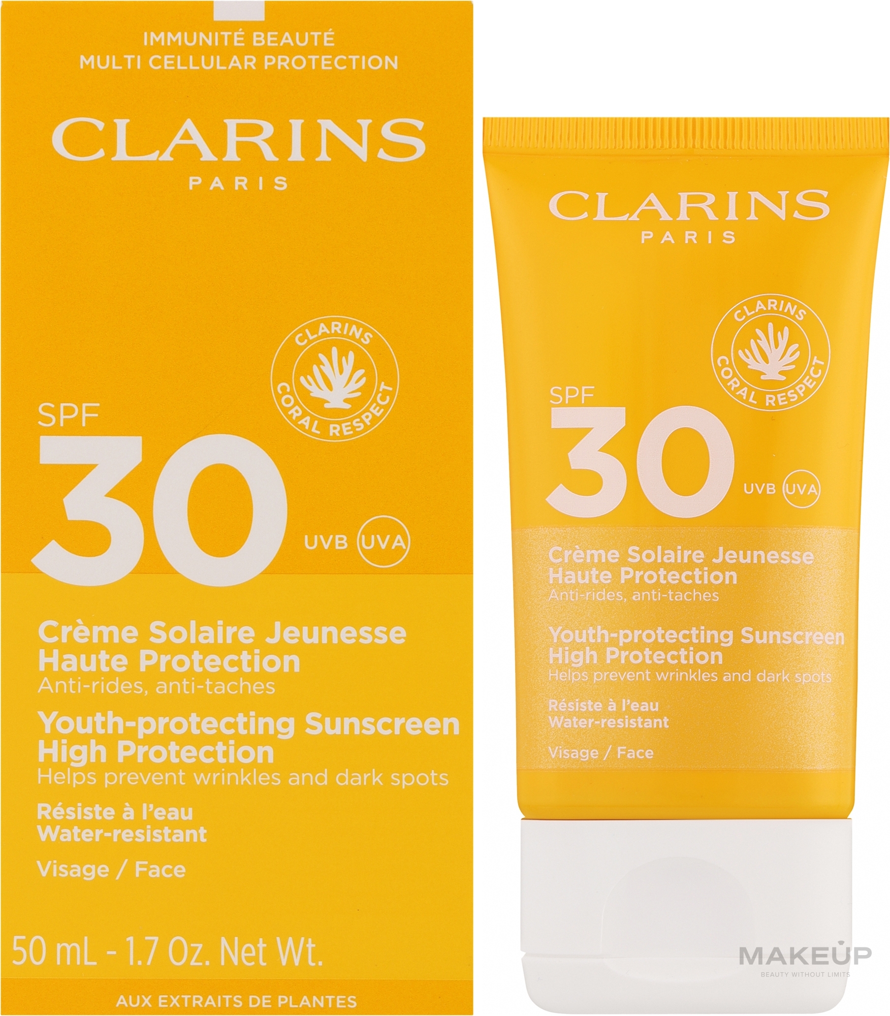 Сонцезахисний крем від зморшок - Clarins Youth-Protecting Sunscreen SPF 30 — фото 50ml