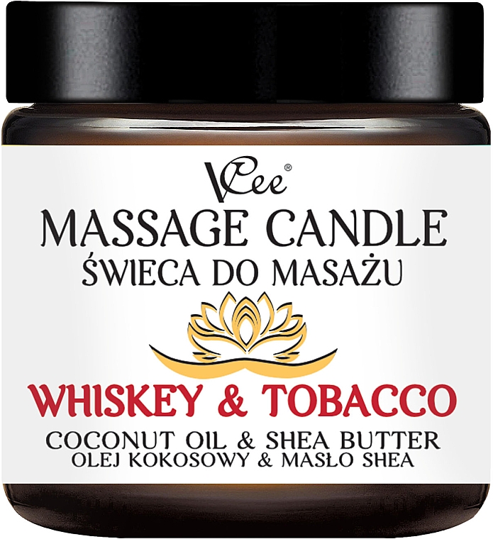 Массажная свеча "Виски и табак" - VCee Massage Candle Whiskey & Tobacco Coconut Oil & Shea Butter — фото N1