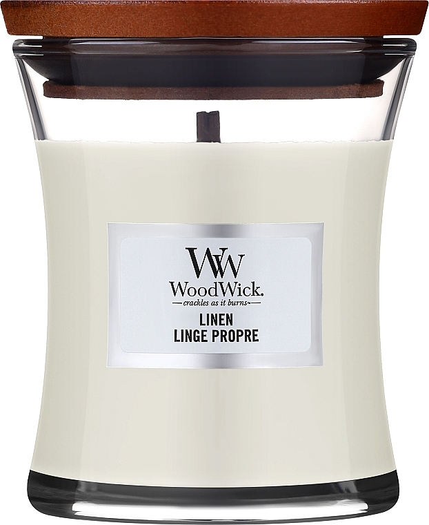 Ароматична свічка в склянці - WoodWick Hourglass Candle Linen — фото N1