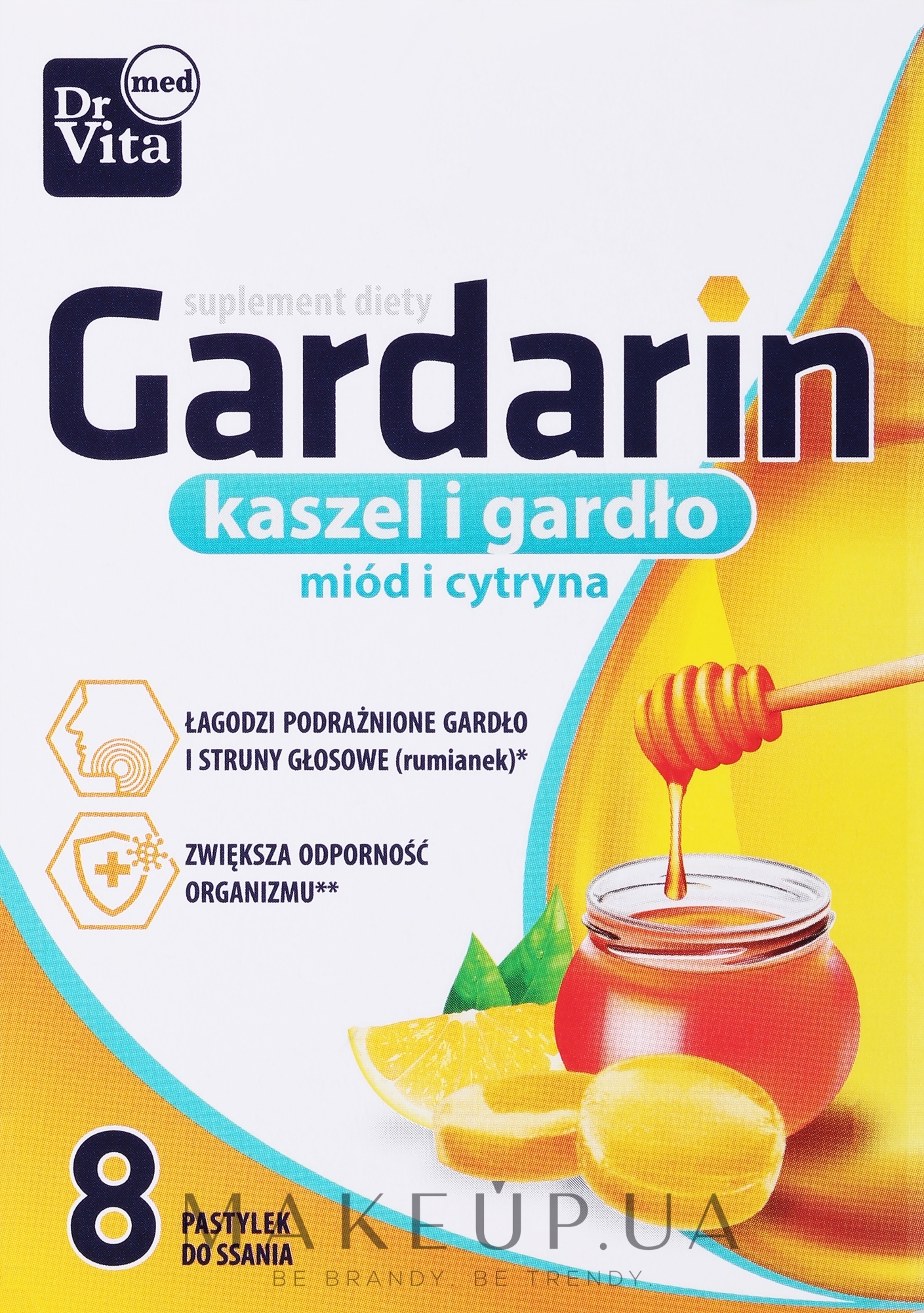 Добавка «Вітамін С з медом та лимоном», у таблетках - Dr. Vita Gardarin Honey & Lemon — фото 8шт