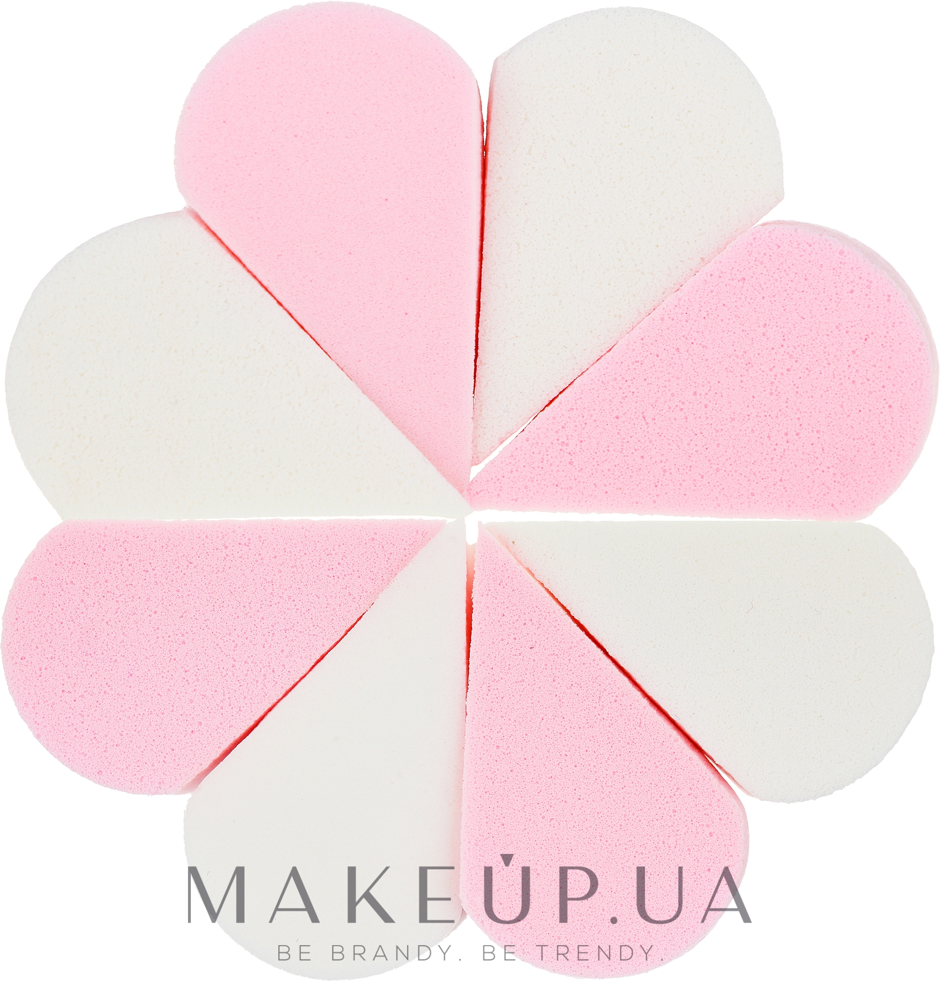 Спонж для макіяжу, квітка, сегментований 8 в 1, білий + рожевий - Cosmo Shop — фото 8шт