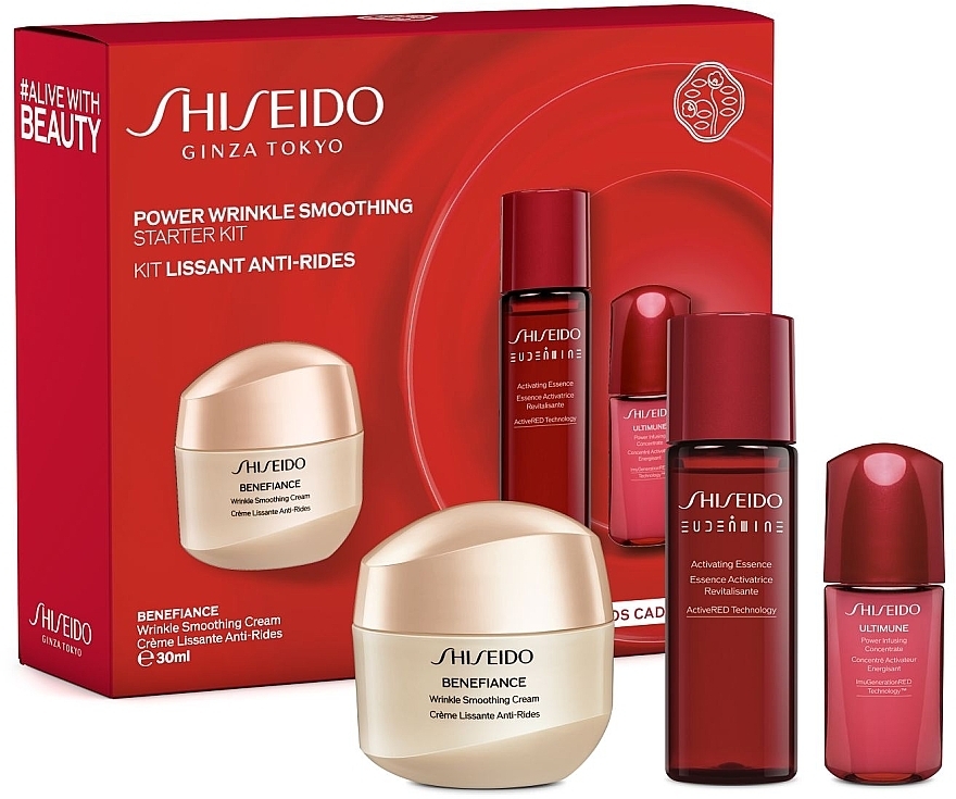 Набор - Shiseido Benefiance Power Wrinkle Smoothing (f/cream/30ml + essence/30ml + conc/10ml) — фото N1