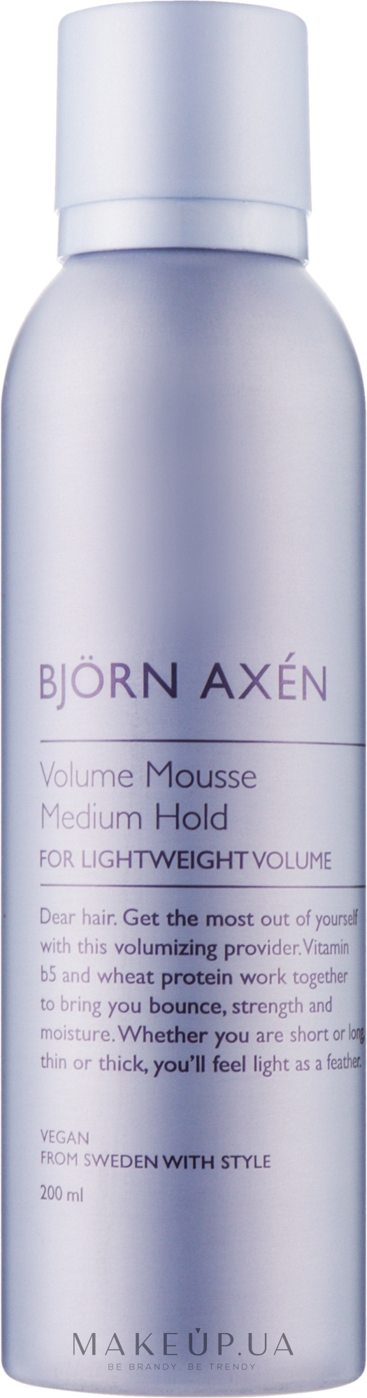 Мусс для волос средней фиксации - BjOrn AxEn Volume Mousse Medium Hold — фото 200ml