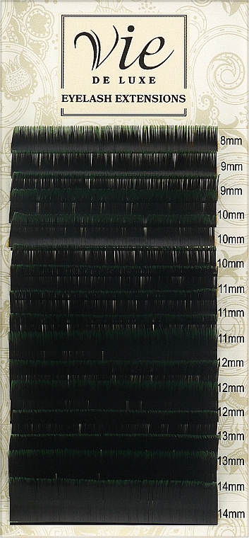 Ресницы в ленте черно-зеленые MIX B 0,15 - Vie de Luxe — фото N1