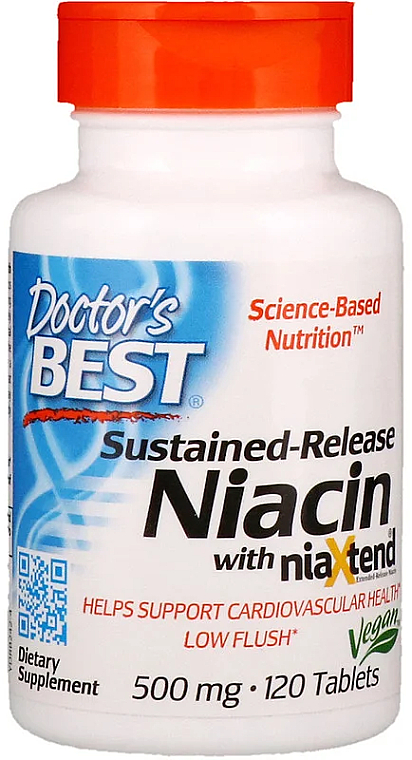 Ниацин замедленного высвобождения с niaXtend, 500 мг, таблетки - Doctor's Best — фото N1