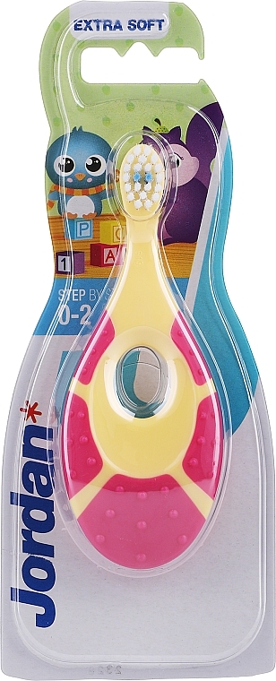 Дитяча зубна щітка Step By Step, 0-2 роки, жовто-рожева - Jordan Step By Step Soft — фото N1