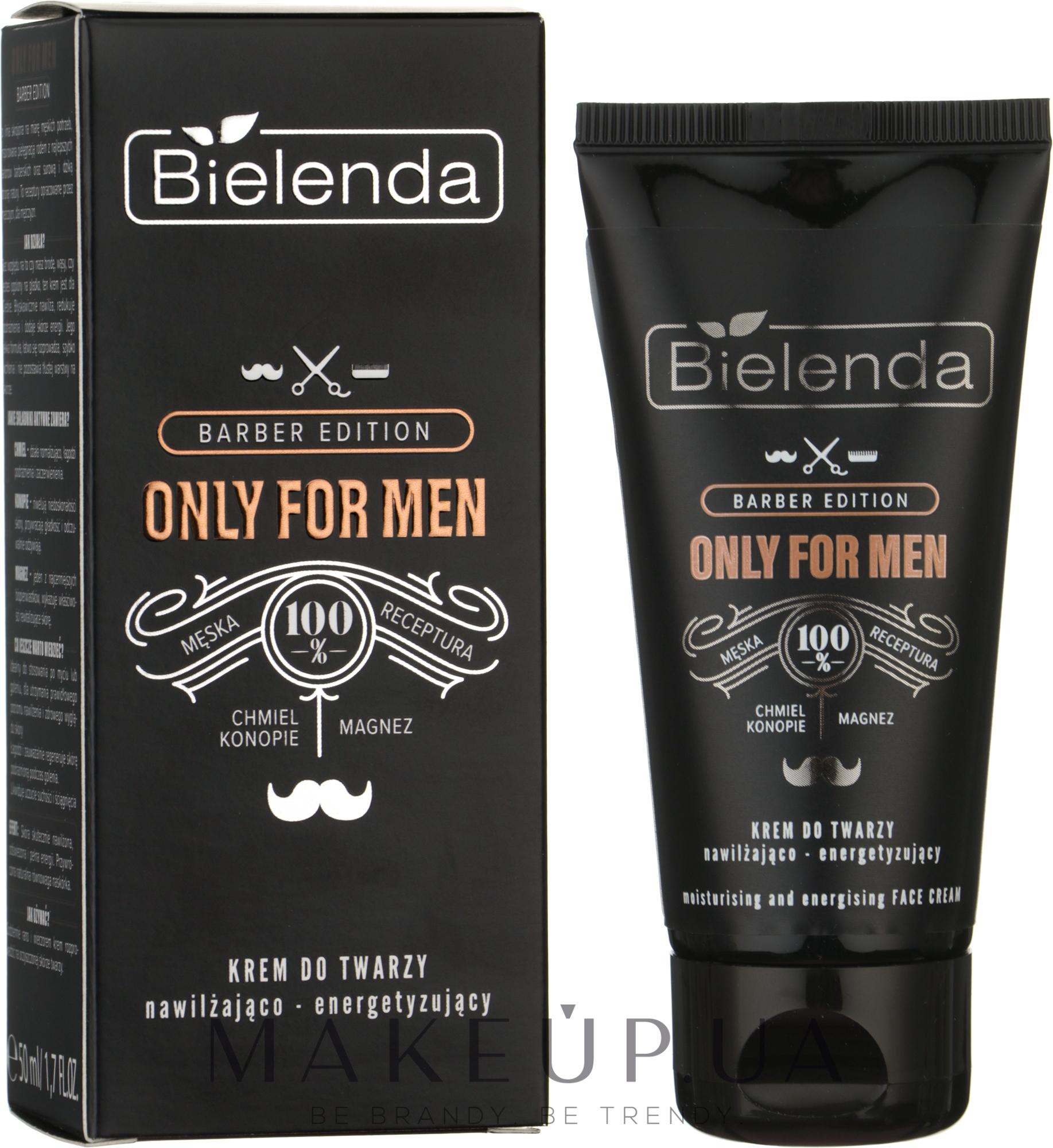 Зволожувальний і тонізувальний крем для обличчя - Bielenda Only For Men Barber Edition Moisturizing And Energizing Face Cream — фото 50ml