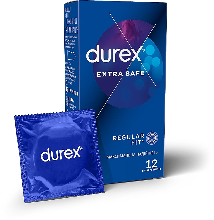 Презервативи латексні з силіконовою змазкою DUREX® Extra Safe (максимальна надійність), 12 шт - Durex Extra Safe