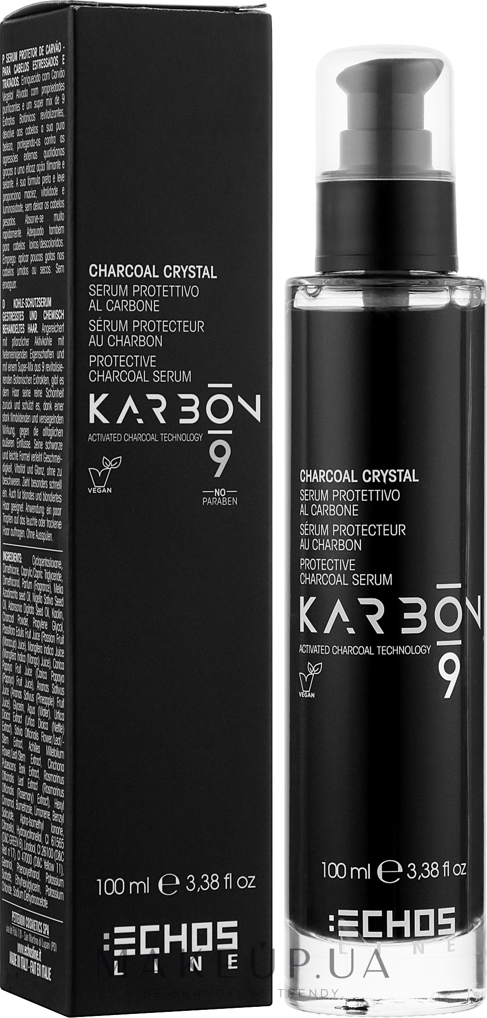 Защитная сыворотка для волос с активированным углем - Echosline 9 Charcoal Crystal — фото 100ml