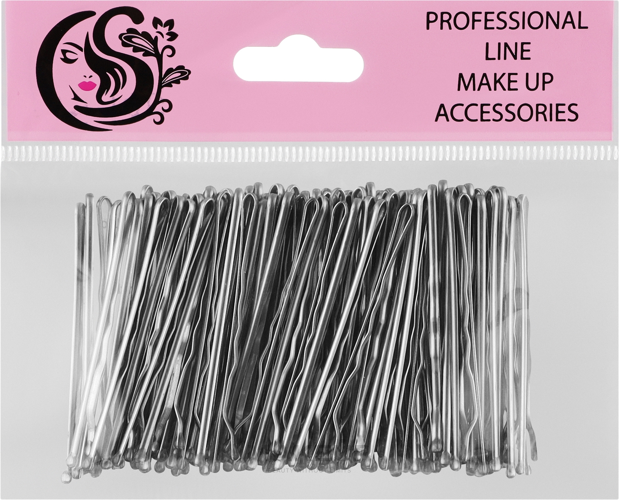 Невидимки для волос волнистые с двумя шариками металлические 50 мм, серебро - Cosmo Shop — фото 100шт
