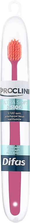 Зубна щітка "Ultra Soft" 512063, рожева з помаранчевою щетиною, в кейсі - Difas Pro-Clinic 5100 — фото N1