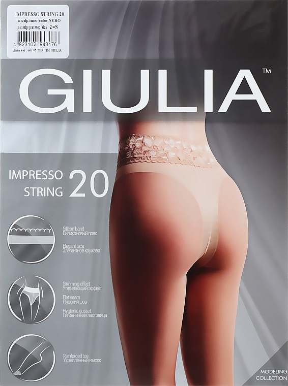 Колготки для женщин "Impresso String" 20 Den, nero - Giulia