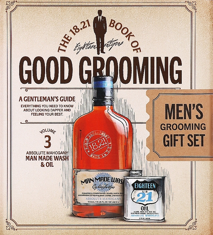 УЦІНКА Набір - 18.21 Man Made Book Of Good Grooming Gift Set Volume 3 Absolute Mahogany (sh/gel/532ml + beard/oil/60ml) * — фото N1