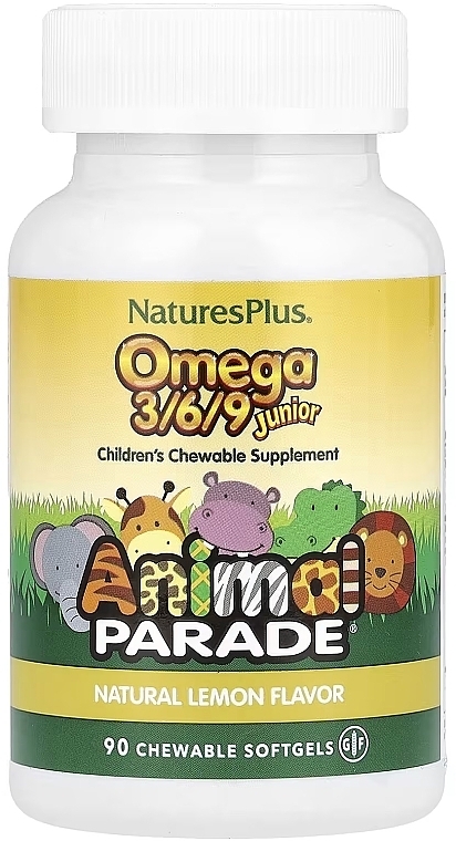 Пищевая добавка для детей "Омега 3/6/9", вкус лимона - NaturesPlus Animal Parade Omega 3/6/9 Junior — фото N1