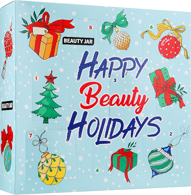 Набор - Beauty Jar Happy Beauty Holidays (brow/mask/15ml + f/mask/60ml + b/scr/60ml + lip/scr/15ml + soap/20g + b/oil/15ml + lip/balm/15ml) — фото N1