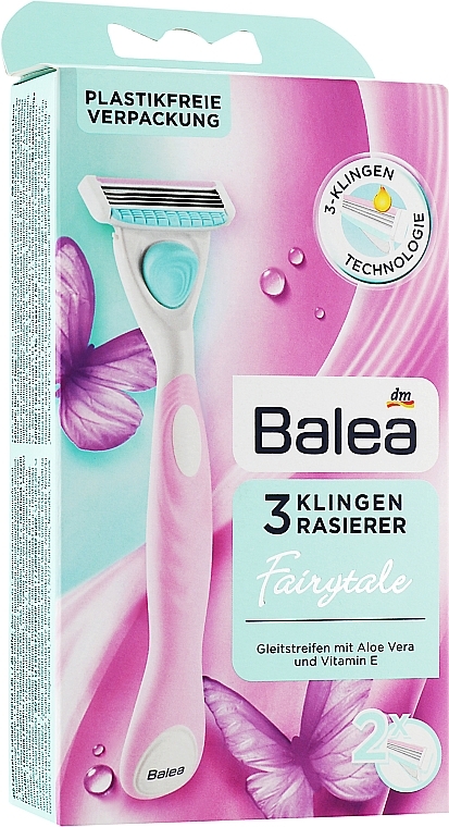 Женский станок для бритья + 2 сменных лезвия - Balea Fairytale — фото N1